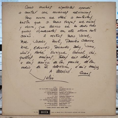 Julio Iglesias – A Mexico LP PLAK