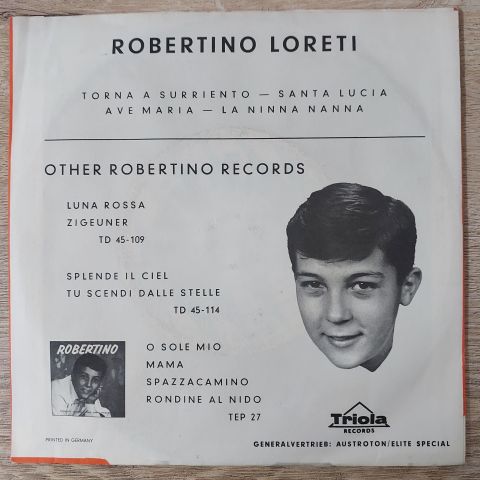 Robertino* – La Paloma / L'Abito De Roma 45LİK PLAK