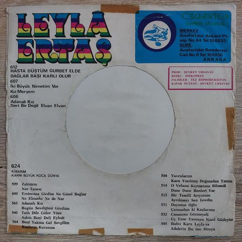 LEYLA ERTAŞ - KAŞLARIN KARASINA 45LİK PLAK