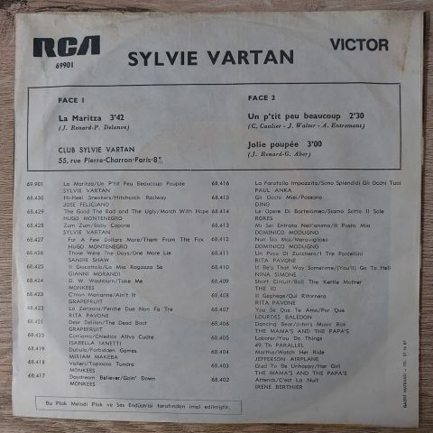 Sylvie Vartan – La Maritza 45LİK PLAK