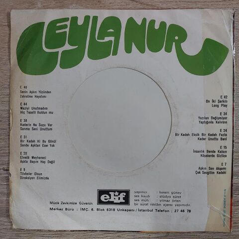LEYLA NUR - ELVEDA MEYHANECİ 45LİK PLAK
