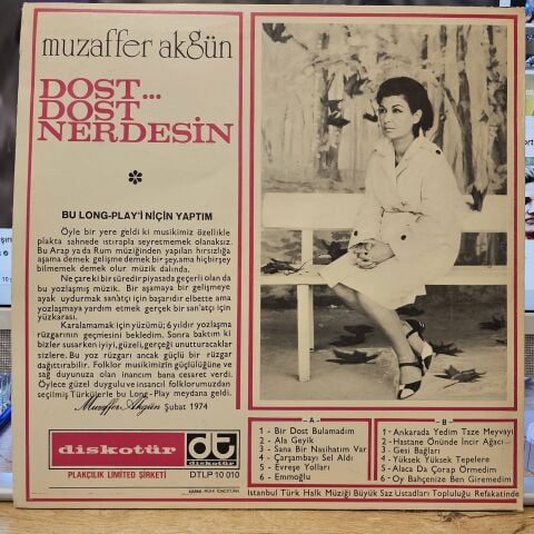 Muzaffer Akgün – Dost... Dost Nerdesin LP PLAK