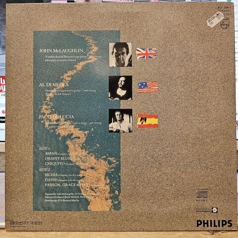 John McLaughlin, Al Di Meola, Paco De Lucia – Passion, Grace & Fire LP PLAK...