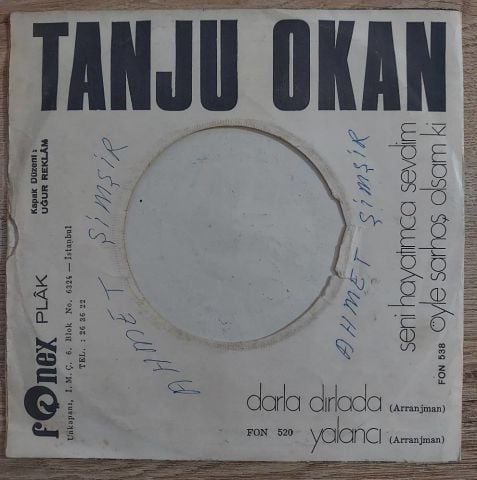 Tanju Okan – Seni Hayatımca Sevdim / Öyle Sarhoş Olsam Ki 45LİK PLAK