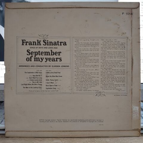 FRANK SİNATRA - SEPTEMBER OF MY YEARS LP PLAK