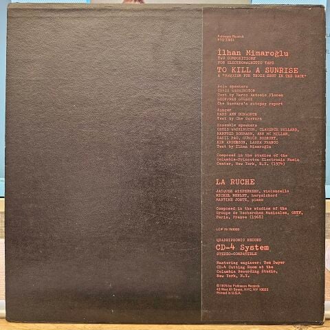 Ilhan Mimaroglu – To Kill A Sunrise / La Ruche LP PLAK