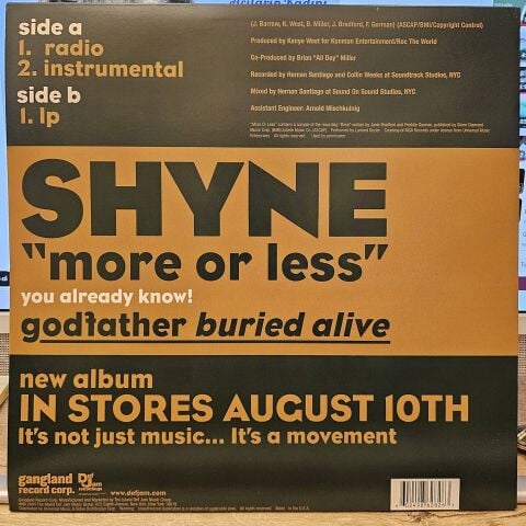 Shyne – More Or Less LP PLAK