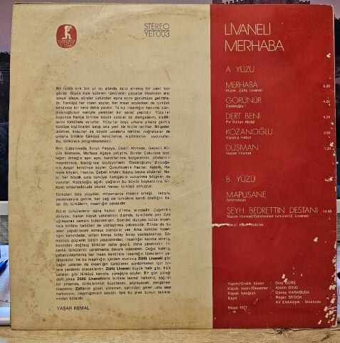 Zülfü Livaneli – Merhaba LP PLAK