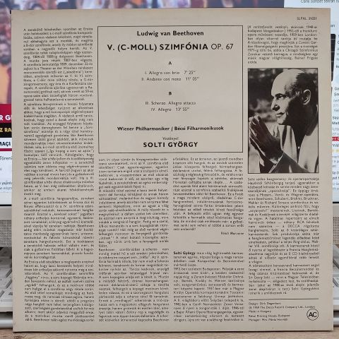 Ludwig van Beethoven, Georg Solti, Wiener Philharmoniker – Symphony 5. C Minor Op. 67 LP PLAK