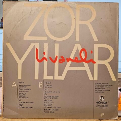 Zülfü Livaneli – Zor Yıllar LP PLAK