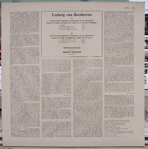 Beethoven* - Dénes Kovács, Mihály Bächer – Two Sonatas For Violin And Piano ''Frühling'' - ''Kreutzer'' LP PLAK