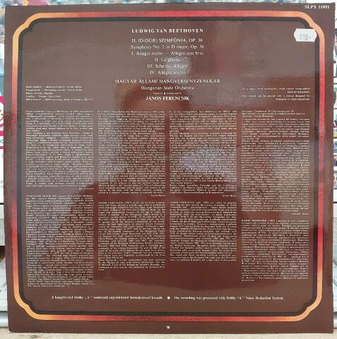 János Ferencsik, Ludwig van Beethoven, Hungarian State Orchestra – Symphony No. 2 LP PLAK