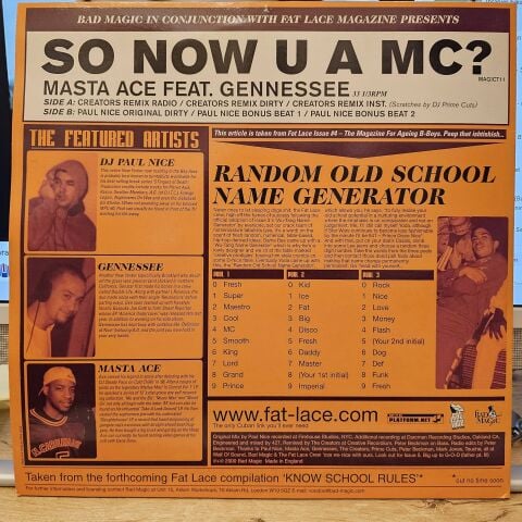 Masta Ace Feat. Gennessee – So Now U A MC? LP PLAK