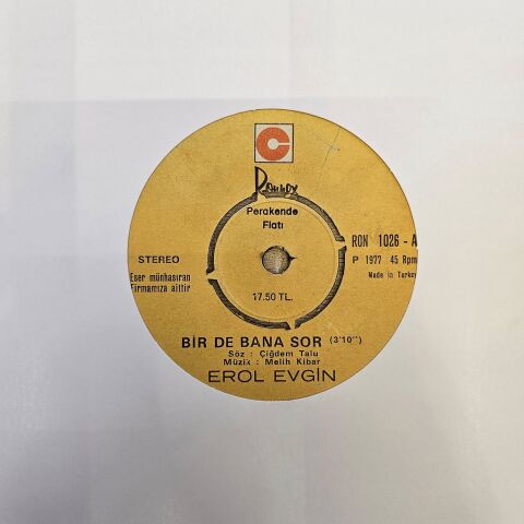 Erol Evgin – Bir De Bana Sor / Etme Eyleme 45LİK PLAK