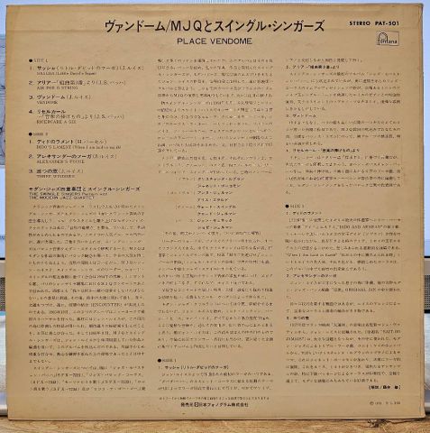 The Swingle Singers Perform With The Modern Jazz Quartet – Place Vendome LP PLAK