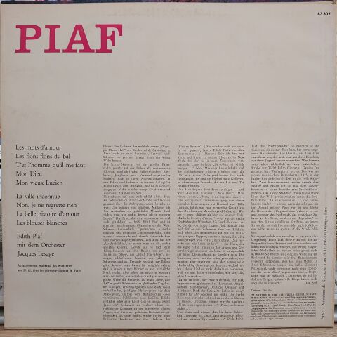 Edith Piaf – Piaf LP PLAK