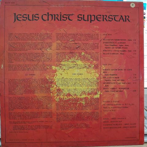 Andrew Lloyd Webber And Tim Rice – Jesus Christ Superstar - Excerpts From The Rock Opera LP PLAK