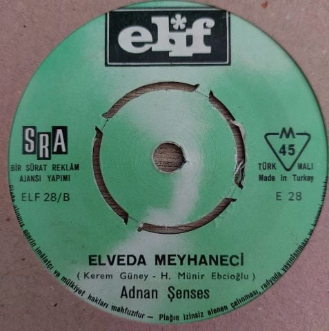Adnan Şenses – Aşkının Sarhoşuyum / Elveda Meyhaneci 45LİK PLAK