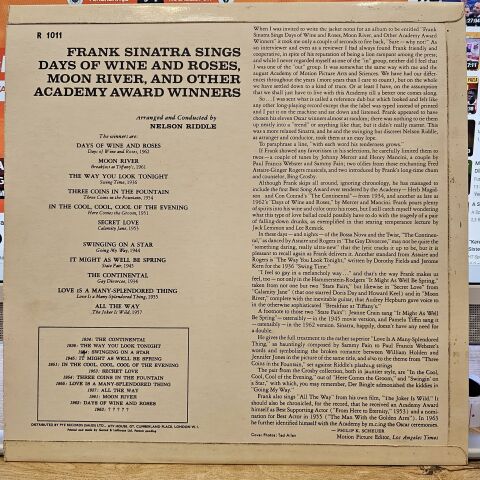 Frank Sinatra – Days Of Wine And Roses, Moon River And Other Academy Award Winners LP PLAK