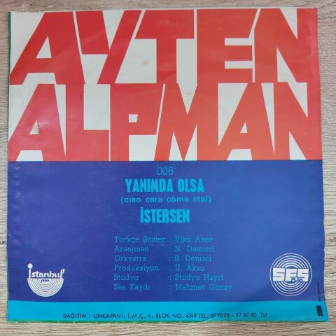 AYTEN ALPMAN - YANIMDA OLSA İSTERSEN 45LİK PLAK