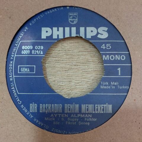 AYTEN ALPMAN - MEMLEKETİM 45LİK PLAK
