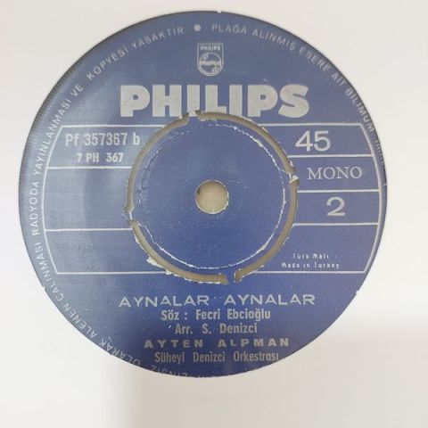 AYTEN ALPMAN - AYNALAR AYNALAR 45LİK PLAK