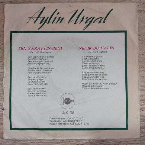 AYLİN URGAL SEN YARATTIN BENİ 45LİK PLAK