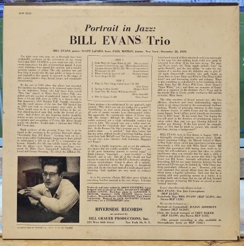 Bill Evans Trio – Portrait In Jazz LP PLAK