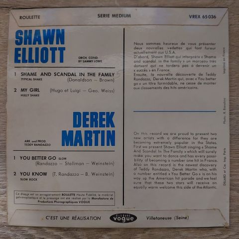 Shawn Elliott / Derek Martin – Shame And Scandal In The Family / You Better Go 45LİK PLAK