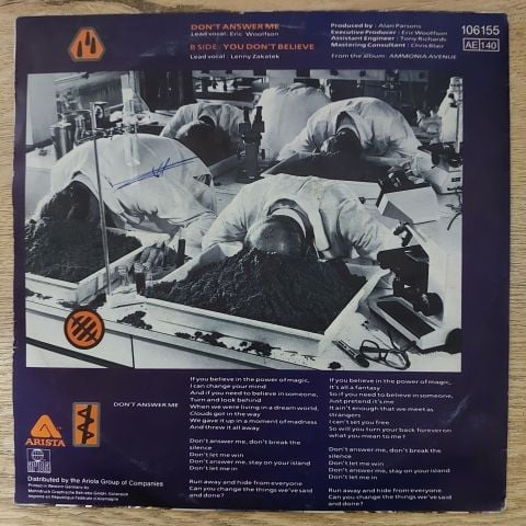 The Alan Parsons Project – Don't Answer Me 45LİK PLAK