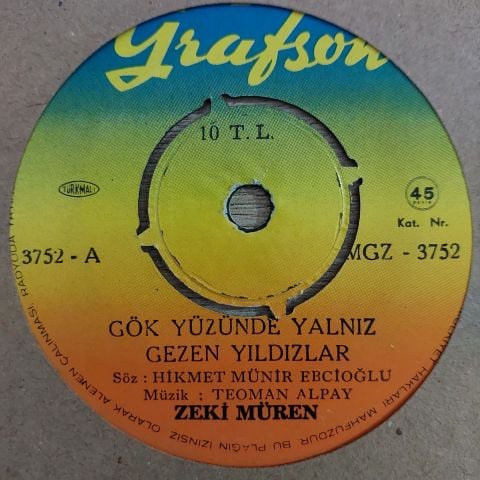 Zeki Müren – Gök Yüzünde Yalnız Gezen Yıldızlar 45LİK PLAK