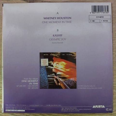 Whitney Houston – One Moment In Time 45LİK PLAK
