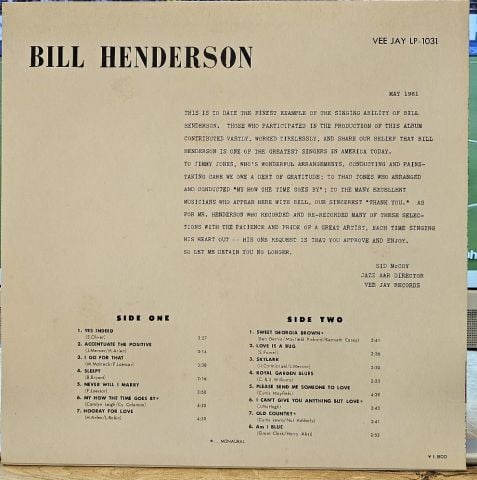 Bill Henderson – Bill Henderson LP PLAK