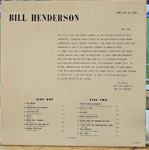 Bill Henderson – Bill Henderson LP PLAK
