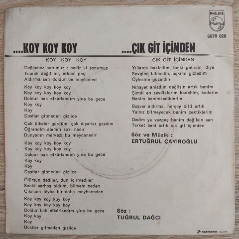 Tanju Okan – Koy Koy Koy / Çık Git İçimden 45LİK PLAK