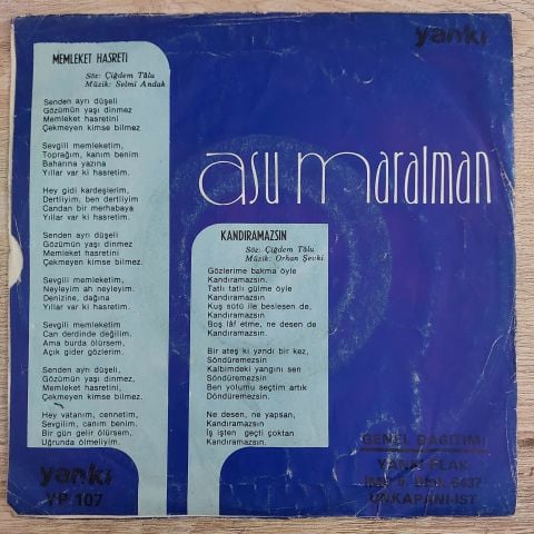 ASU MARALMAN - KANDIRAMAZSIN 45LİK PLAK