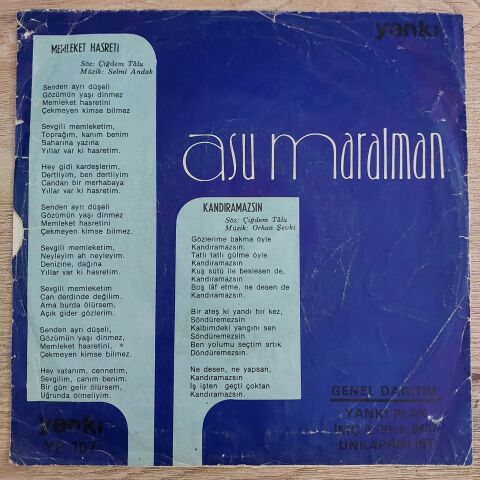 ASU MARALMAN - KANDIRAMAZSIN 45LİK PLAK