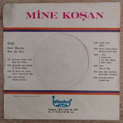 Mine Koşan – Vicdan Azabı / Yağmur 45LİK PLAK