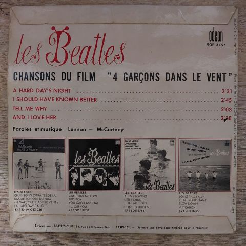 Les Beatles – Chansons Du Film ''4 Garçons Dans Le Vent 45LİK PLAK