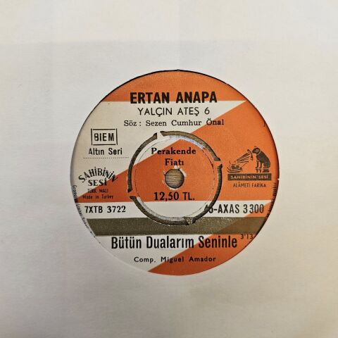Ertan Anapa, Yalçın Ateş 6 – Bütün Dualarım Seninle / Kimi Zaman Çok Uzaksın 45LİK PLAK...