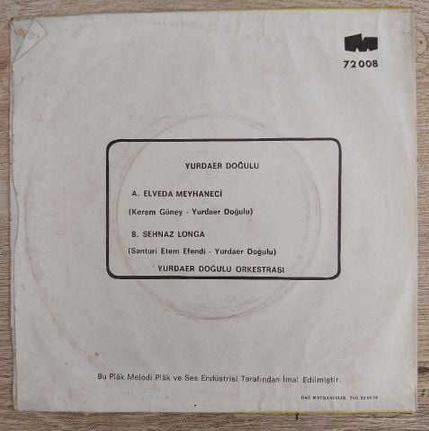 Yurdaer Doğulu – Elveda Meyhaneci 45LİK PLAK