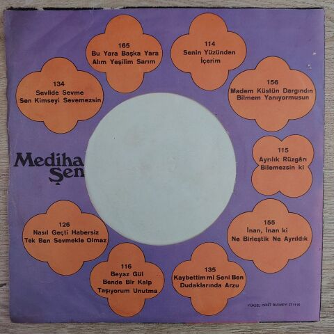 Mediha Şen Sancakoğlu – Madem Küstün Dargındın / Bilmem Yanıyormusun 45LİK PLAK