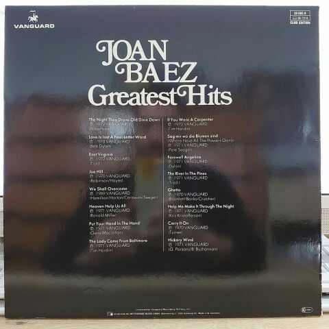 JOAN BAEZ - GREATEST HİTS LP PLAK