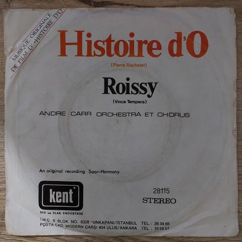 Andre Carr Orchestra E Coro – Histoire D' O 45LİK PLAK