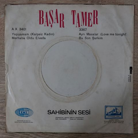 Başar Tamer – Yaşıyamam / Merhaba Oldu Elveda 45LİK PLAK