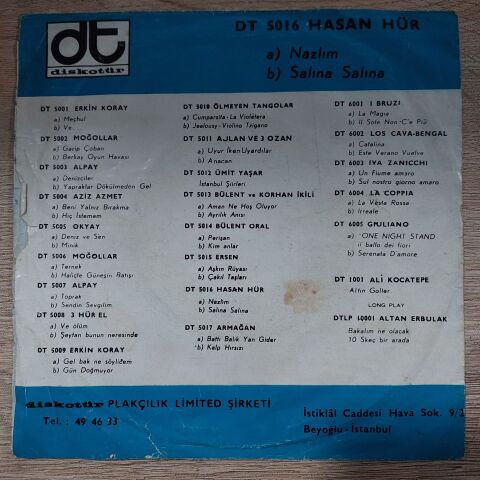 Hasan Hür – Nazlım / Salına Salına 45lik plak