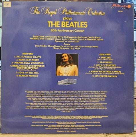The Royal Philharmonic Orchestra – Plays The Beatles 20th Anniversary Concert LP PLAK