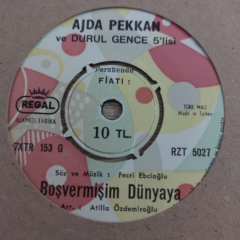 AJDA PEKKAN BOŞVERMİŞİM DÜNYAYA 45LİK PLAK
