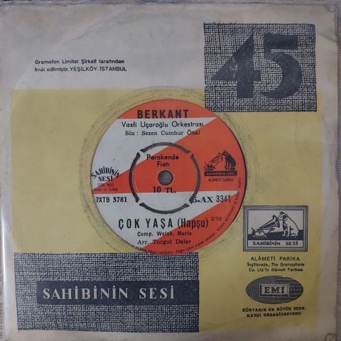 Berkant, Vasfi Uçaroğlu Orkestrası – Çok Yaşa (Hapşu) / Kıymetini Bilseydim Eğer 45LİK PLAK