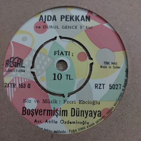 AJDA PEKKAN BOŞVERMİŞİM DÜNYAYA 45LİK PLAK
